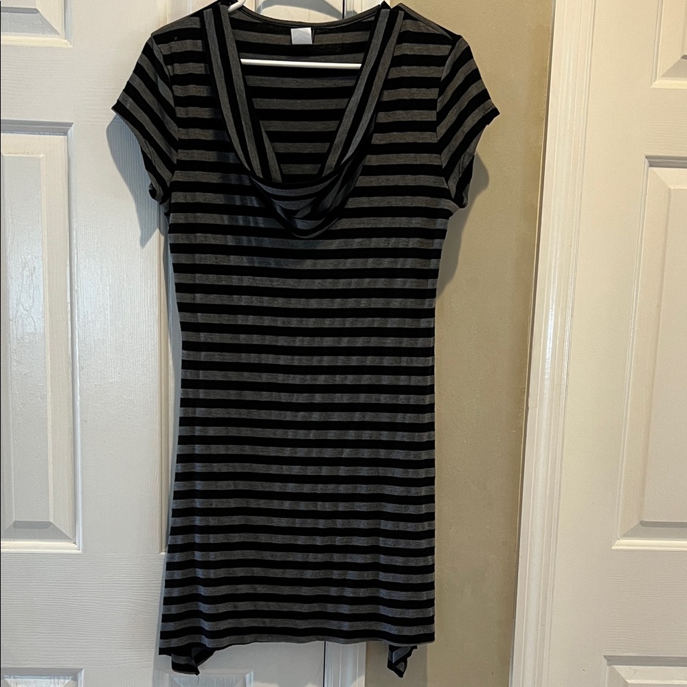 Striped Black and Gray Women's Dress